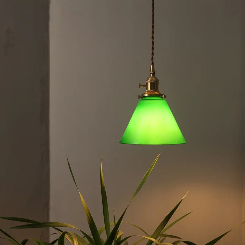 DecorBites™ Green Glass LED Pendant Light for Home Decor and Cafe Lighting