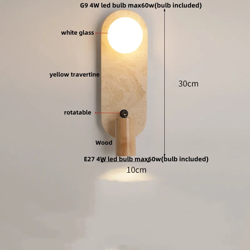 DecorBites™ Copper LED Wall Lamp: Modern Nordic Style Mirror Light with Travertine Switch