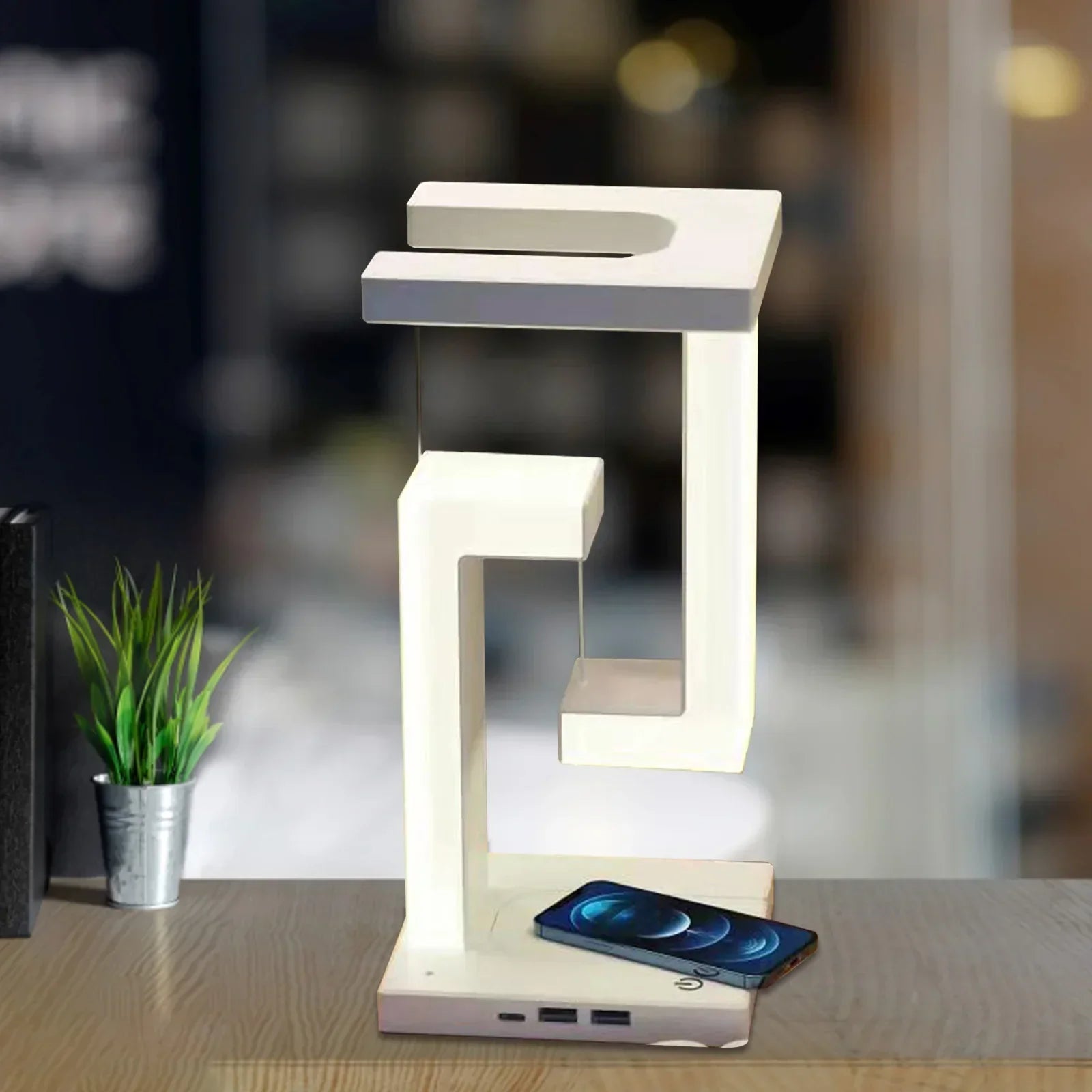DecorBites™ Anti-gravity Night Light & Wireless Charger Desk Lamp, Dimmable LED Table Lamp