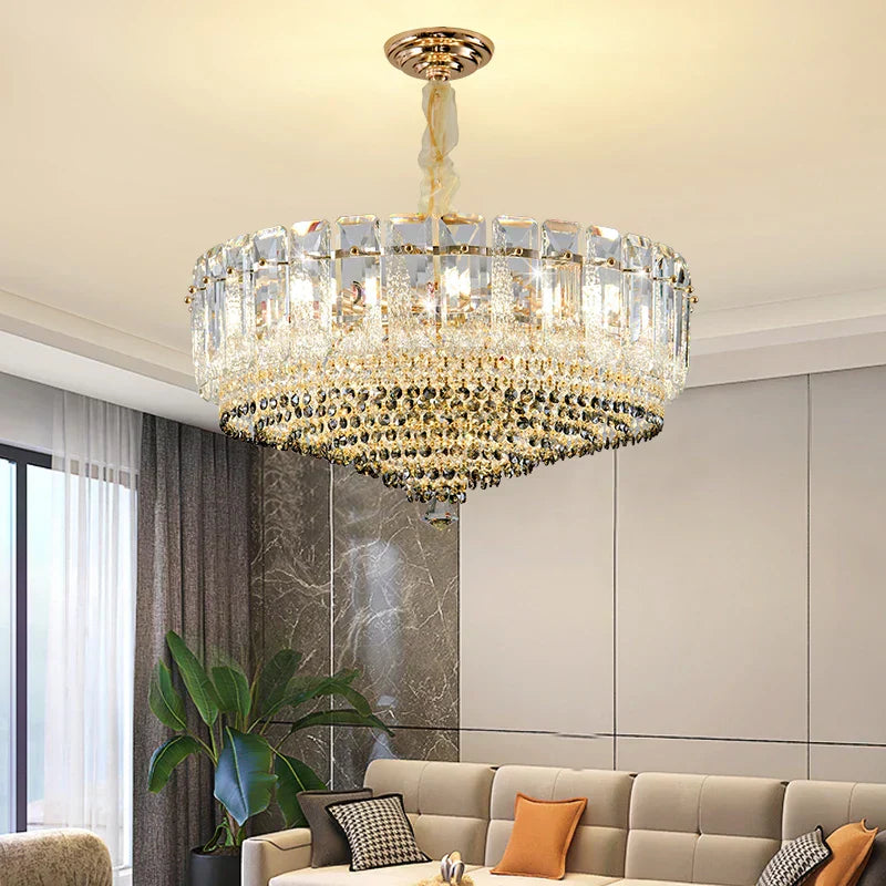 DecorBites™ Crystal Duplex Villa Chandelier Hall Light - Luxe Living Room Middle Floor Lamp