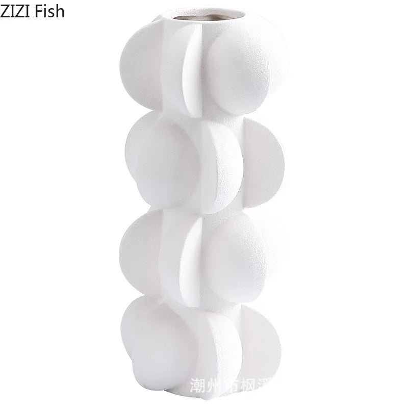 DecorBites™ Geometric Spiral Resin Vase - Black and White Flower Vase for Home Decor