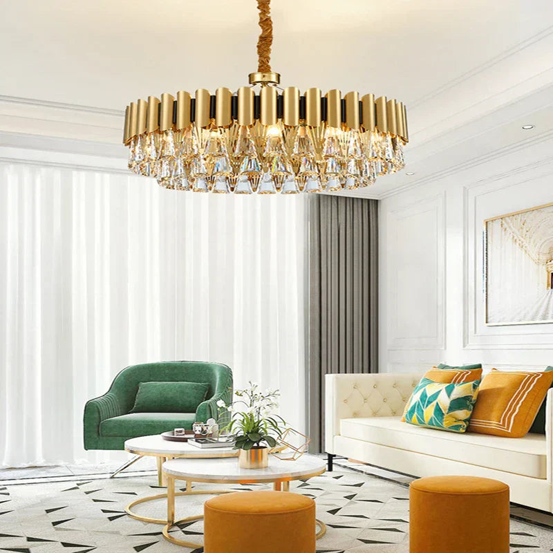 DecorBites™ Gold Crystal Chandelier Lights LED Nordic Classic Living Room Lamparas