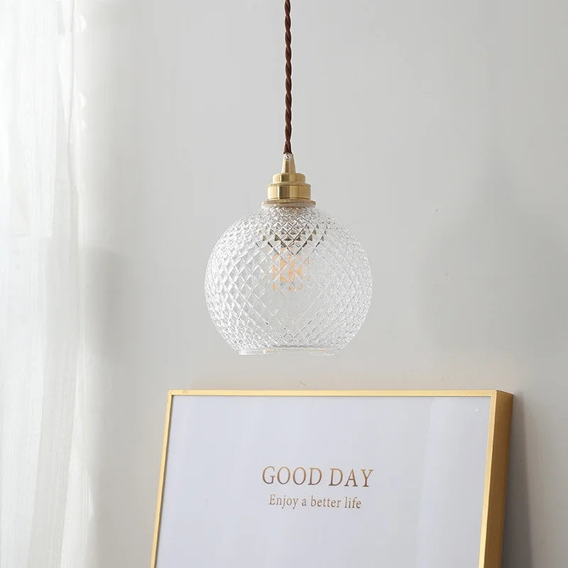 DecorBites™ Glass Globe LED Pendant Light Fixture for Porch Kitchen Aisle, Adjustable Hanging Lamp
