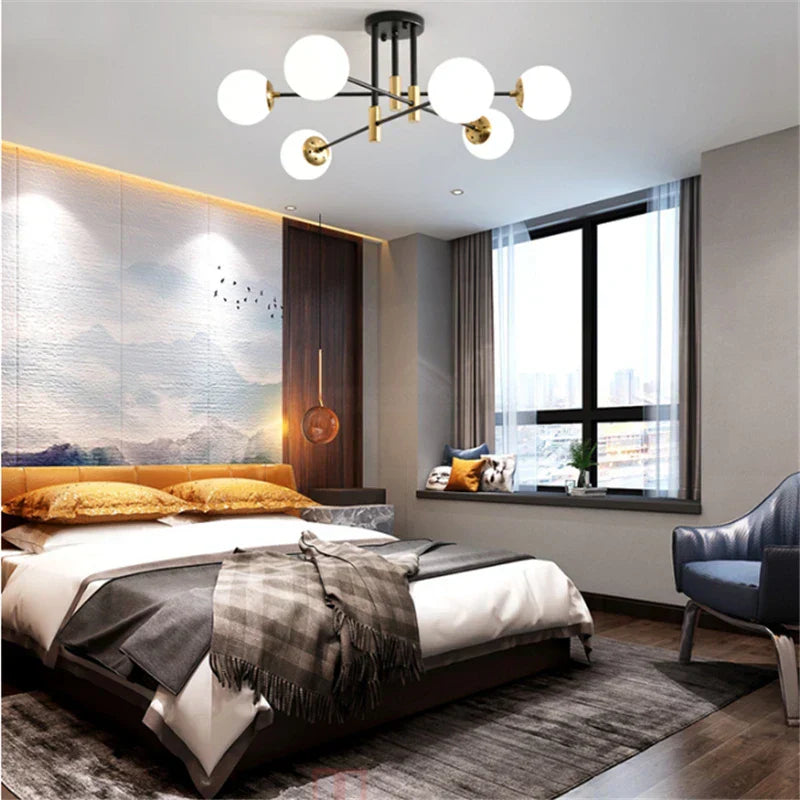 DecorBites™ Glass Ball LED Chandelier for Modern Living Room and Kitchen Lighting