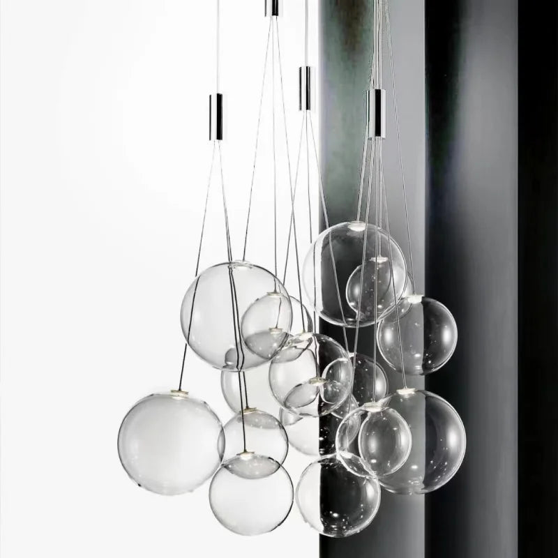 DecorBites™ Glass Ball Pendant Lamp - Modern Chrome Chandelier for Home Dining Bedroom Decor