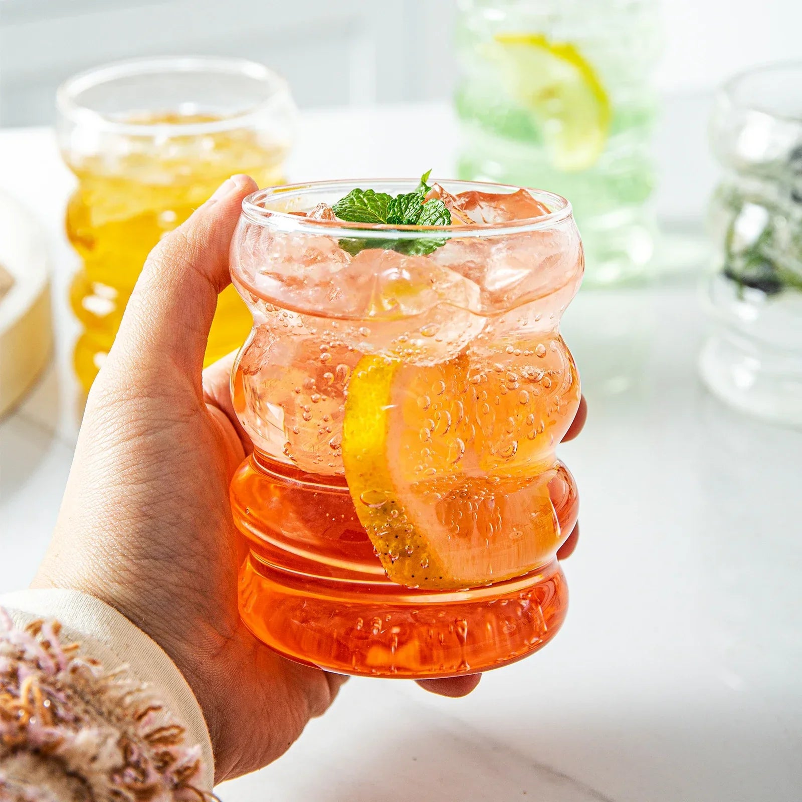 DecorBites™ Creative Styling Glass Drinkware - 300ml Capacity | Perfect for Cocktails, Lattes