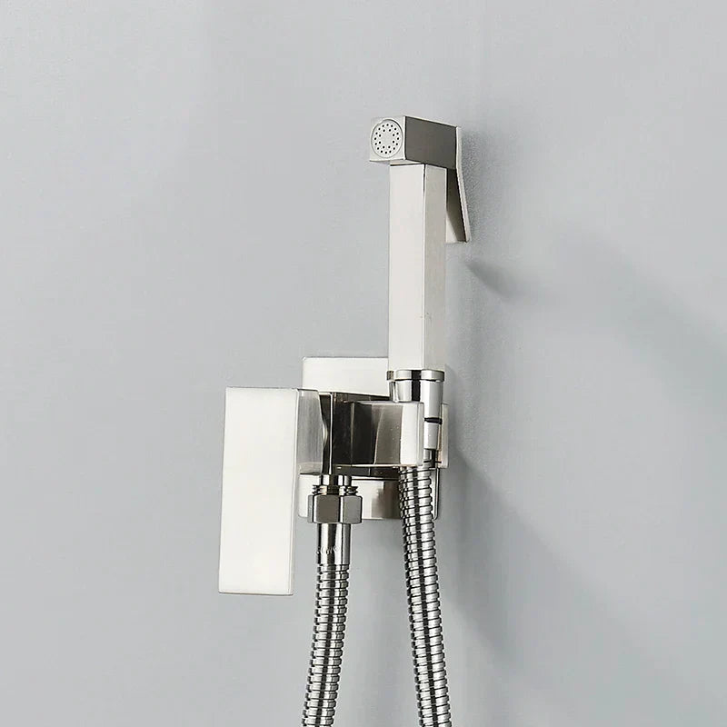 DecorBites™ Bidet Shower Faucet Set: Matte Black Brass Hygienic Spray Tap with Hot/Cold Mixer