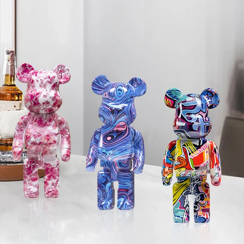 DecorBites™ Graffiti Bear 27cm Figurine | Modern Home Decor Statue & Money Jar