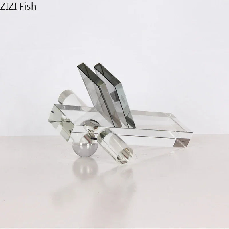 DecorBites™ Geometric Crystal Ball Desk Ornament: Abstract Crafts Crystal Artwork for Aesthetic Room Decor