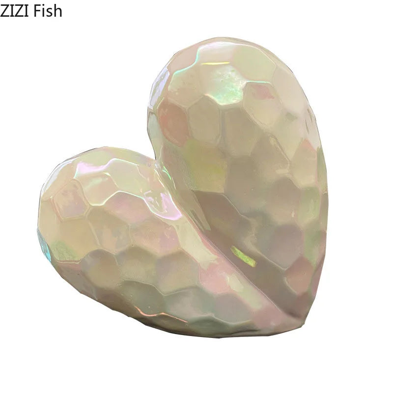 DecorBites™ Golden Heart Ceramic Statue: Minimalist Modern Home Decor Ornament