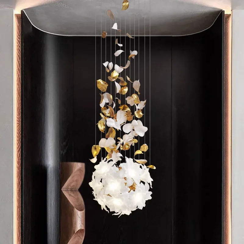 DecorBites™ Crystal Flower Chandelier: Luxury Ceiling Pendant Light for Home Decor
