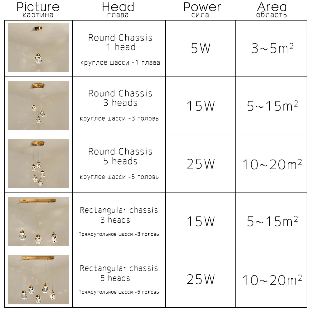 DecorBites™ K9 Crystal Dining Chandeliers: Gold Wire Hanging Ceiling Lights for Bedroom, Balcony, Bar Room
