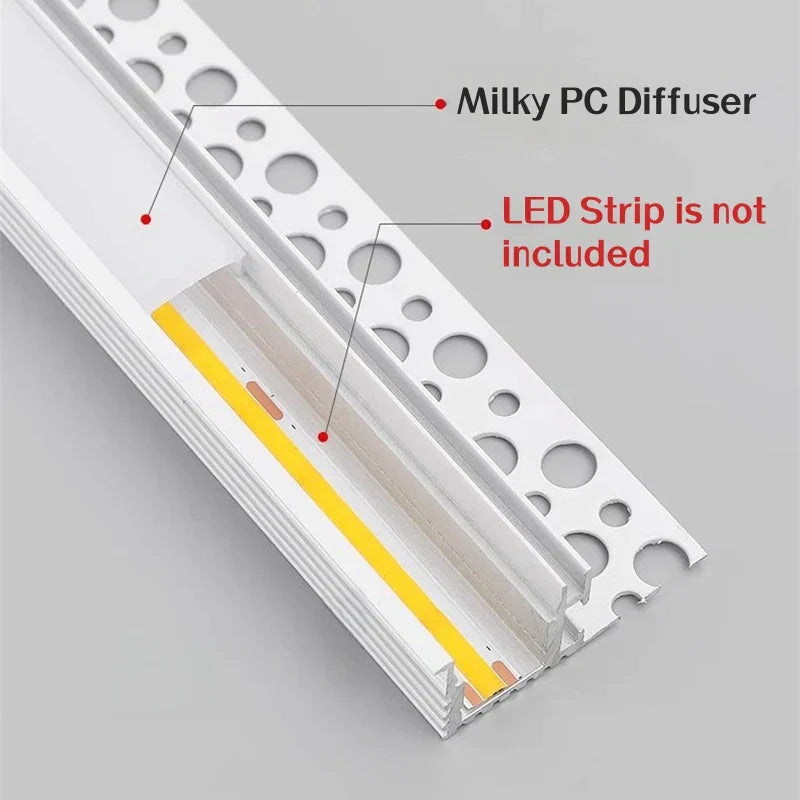 DecorBites™ LED Aluminum Profile Recessed Waist Line Channel for Backlighting Corners