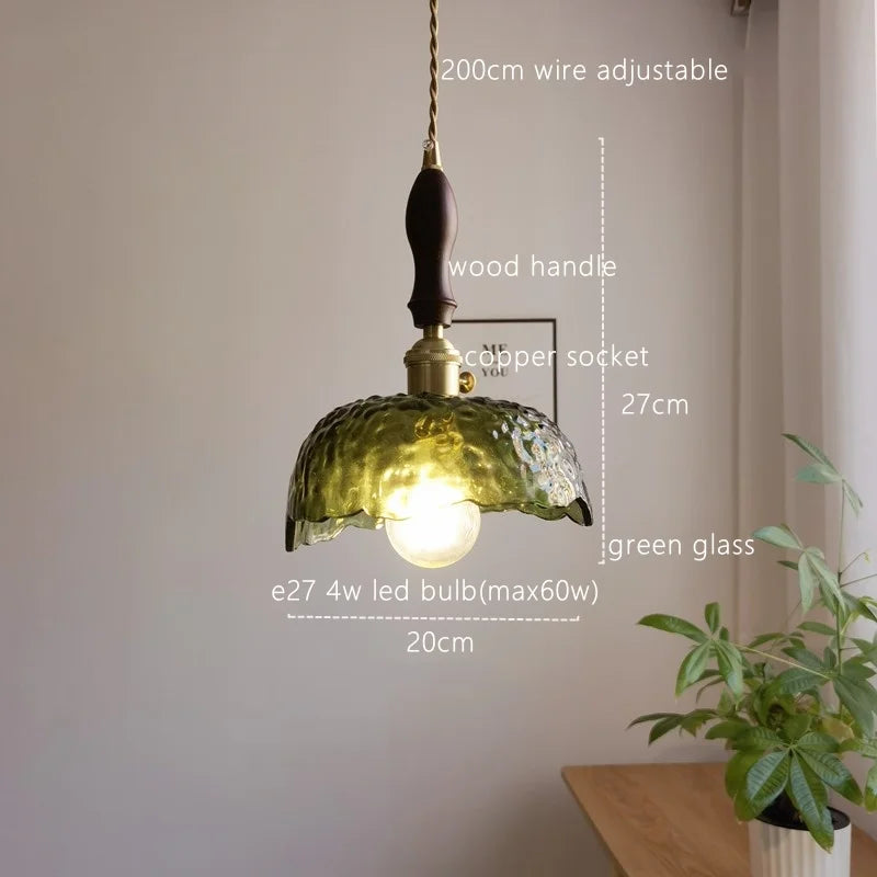 DecorBites™ Japanese Style Green Glass LED Pendant Chandelier for Home Decor