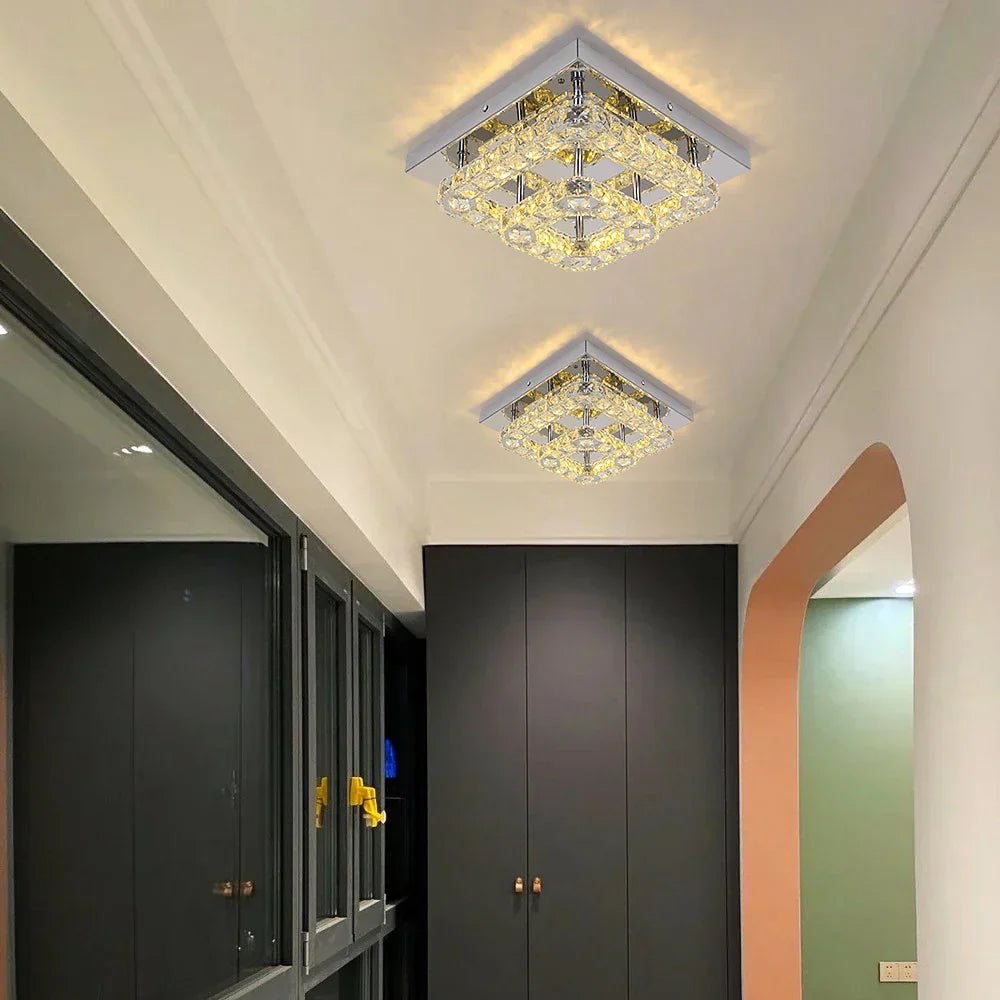 DecorBites™ Crystal LED Ceiling Chandelier: Elegant 3-Side Nordic Indoor Light for Living Room