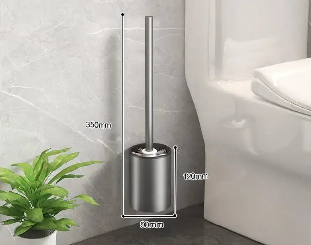 DecorBites™ Black Aluminum Toilet Brush Holder Set with Scrub Brush