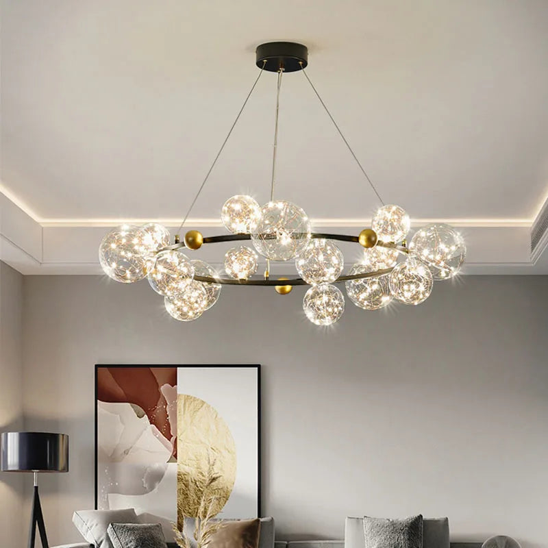 DecorBites™ Glass Ball LED Ceiling Chandelier for Home Dining Living Bedroom