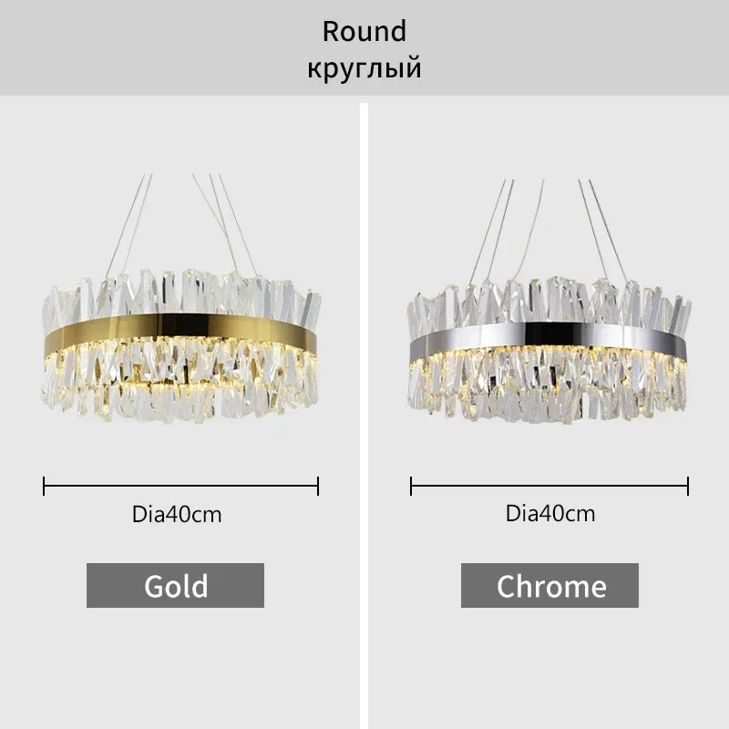DecorBites™ Crystal LED Chrome Pendant Chandelier for Kitchen Dining Living Room