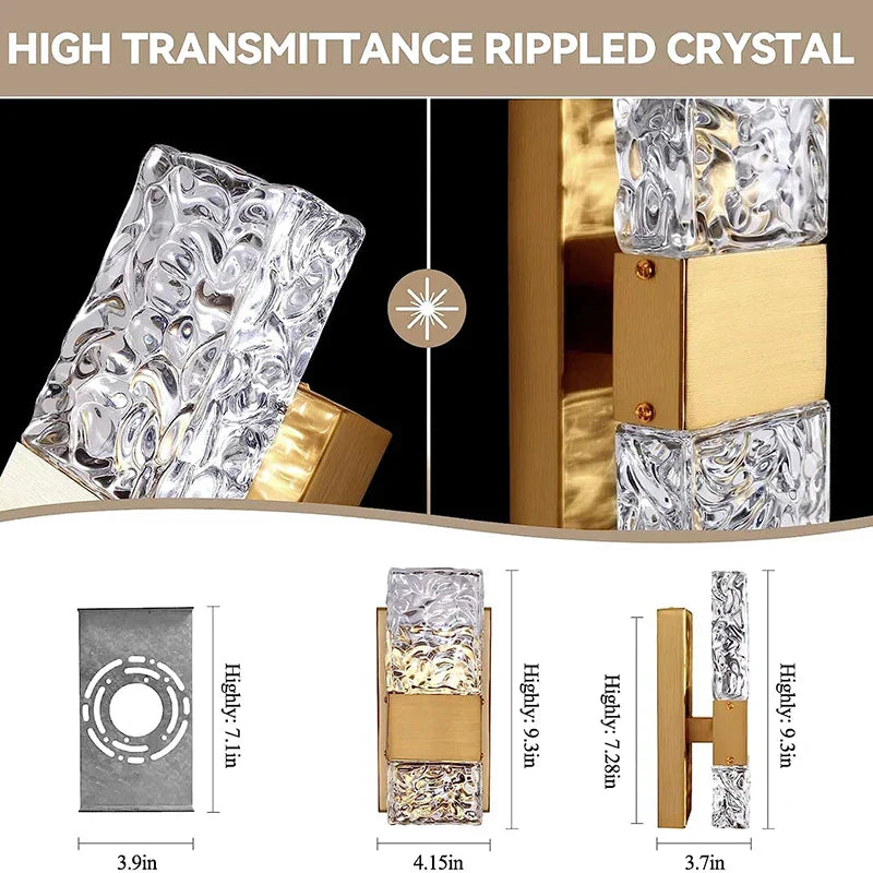 DecorBites™ Crystal LED Wall Light Remote Control Dimmable 3000K 6000K for Bedroom Hallway