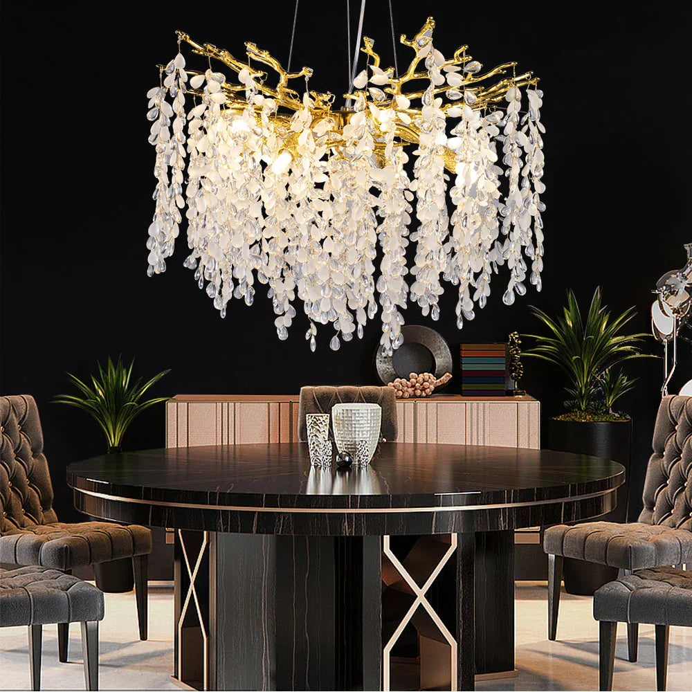 DecorBites™ Crystal Branch Chandelier: Elegant LED Ceiling Light for Living/Dining Room & Foyer
