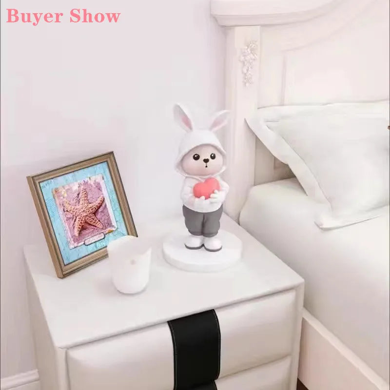 DecorBites™ Cute Rabbit Desk Figurines, Cartoon Home Decor, Nordic Arts, Crafts Supplies