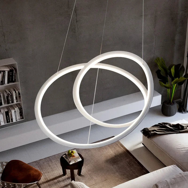 DecorBites™ Kepler Round LED Chandelier for Living Room Decor White Pendant Lamp