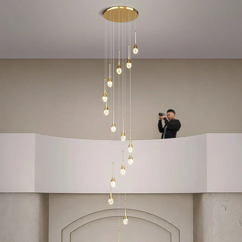 DecorBites™ Crystal Bubble Chandelier for Living, Dining, Bedroom - Modern Stairwell Design