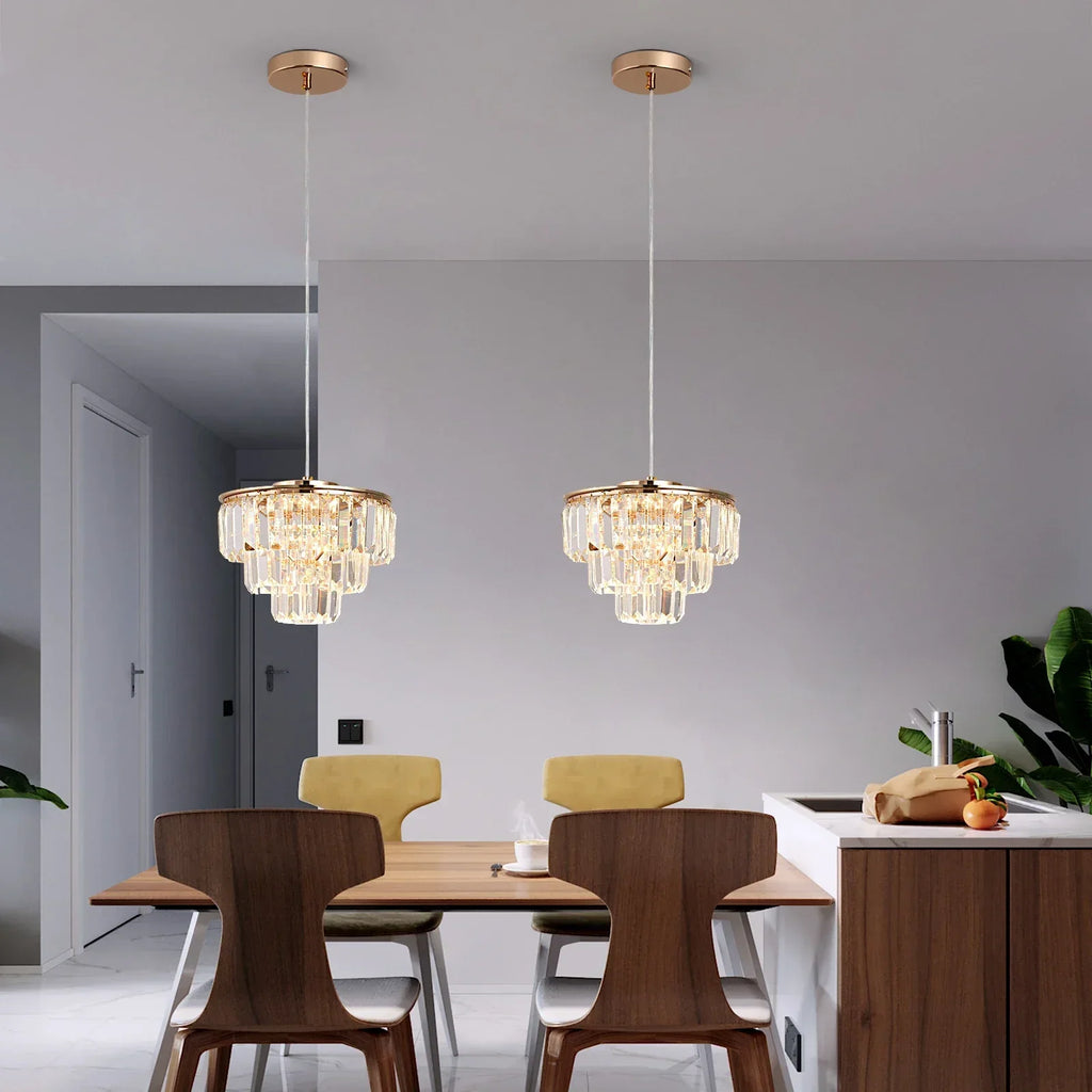 DecorBites™ Crystal LED Ceiling Chandelier for Kitchen Island, Living Room, Dining Room Lighting