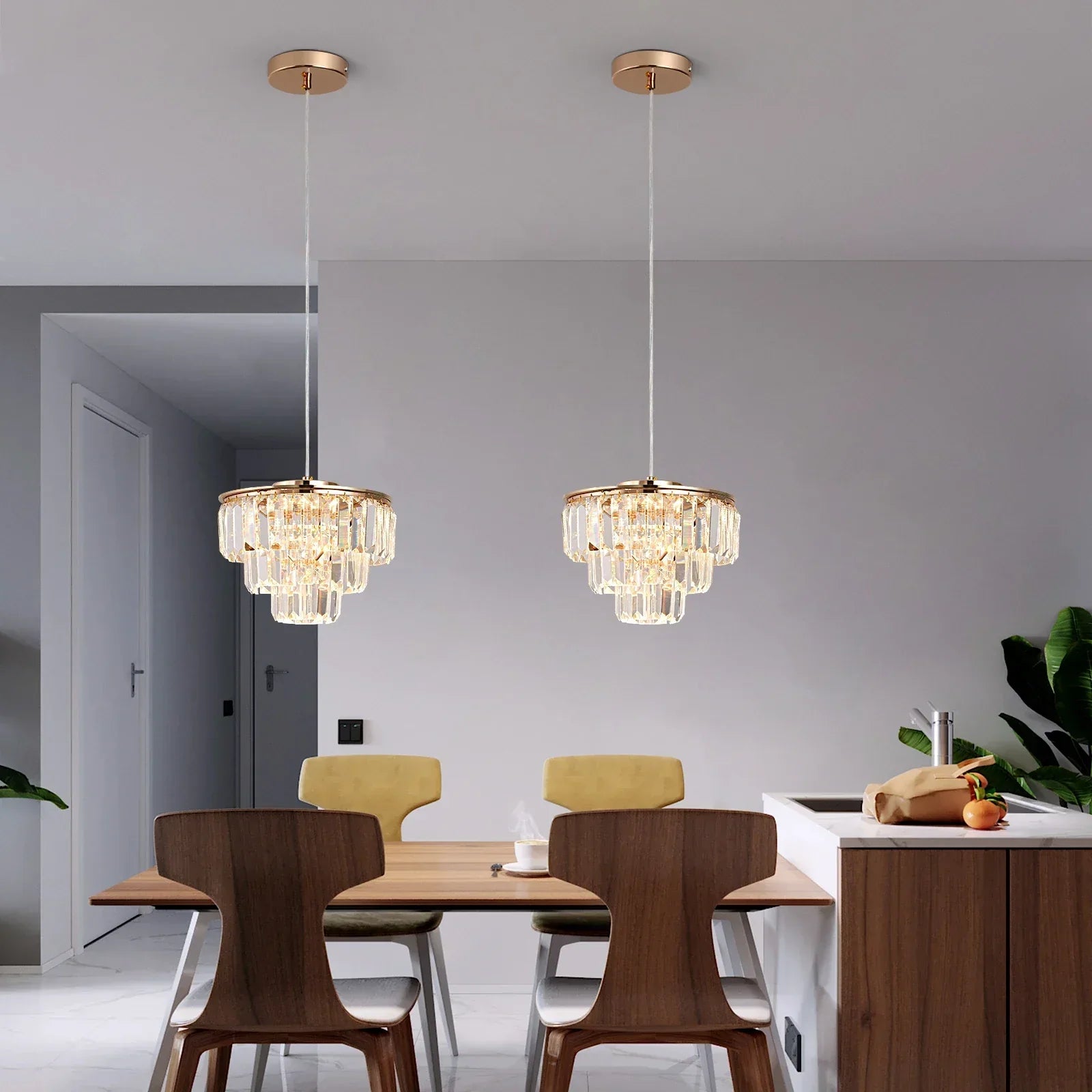 DecorBites™ Crystal LED Ceiling Chandelier for Kitchen Island, Living Room, Dining Room Lighting