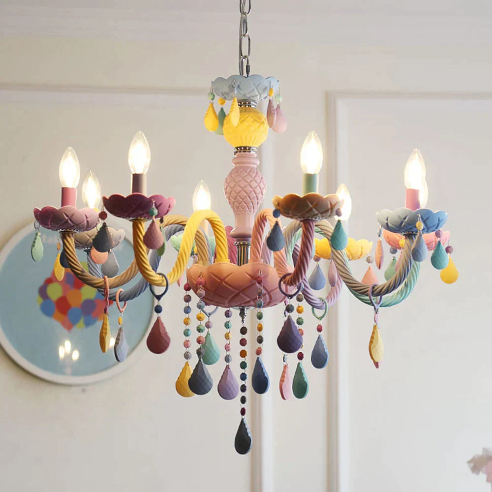 DecorBites™ Kids Room LED Macaron Ceiling Chandelier for Boys Girls Bedroom Decor