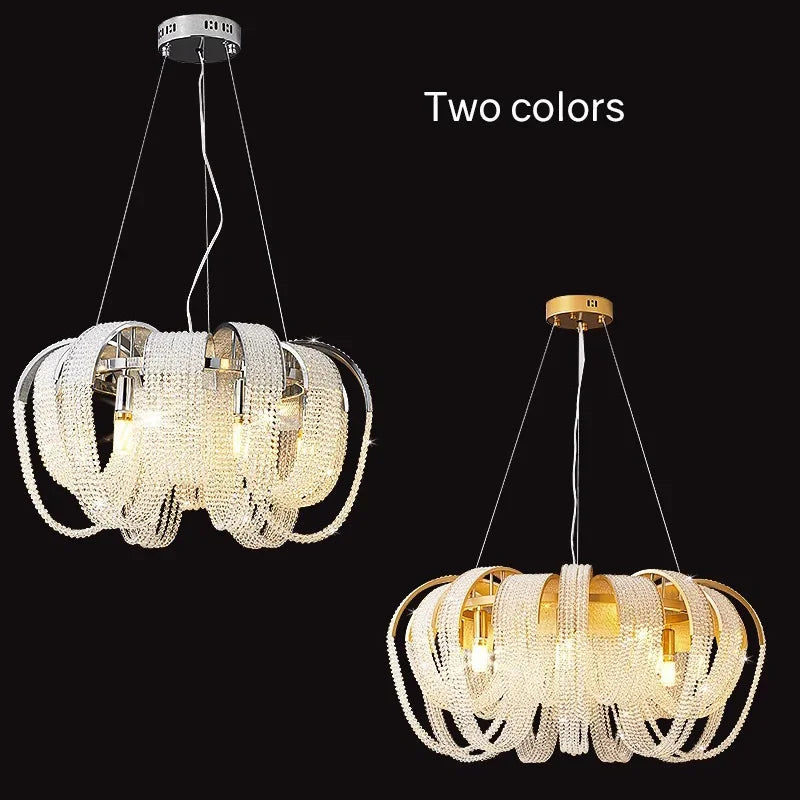 DecorBites™ Crystal Tassels LED Ceiling Chandelier for Elegant Home Decor Lighting