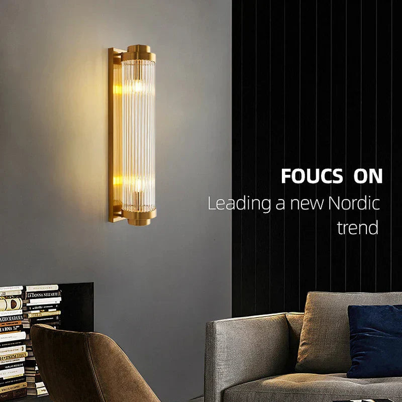 DecorBites™ Crystal Wall Sconce: Copper LED Bedroom Lighting for TV Background, Dining Room