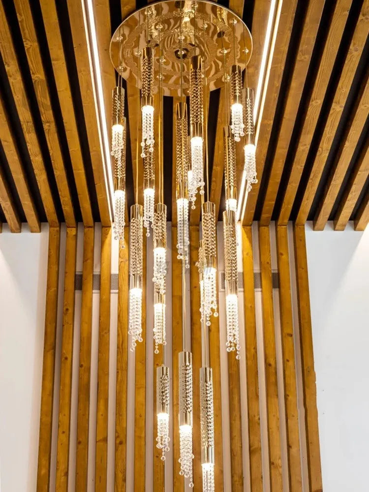 DecorBites™ Crystal LED Large Staircase Chandelier for Modern Living Room Hall Loft