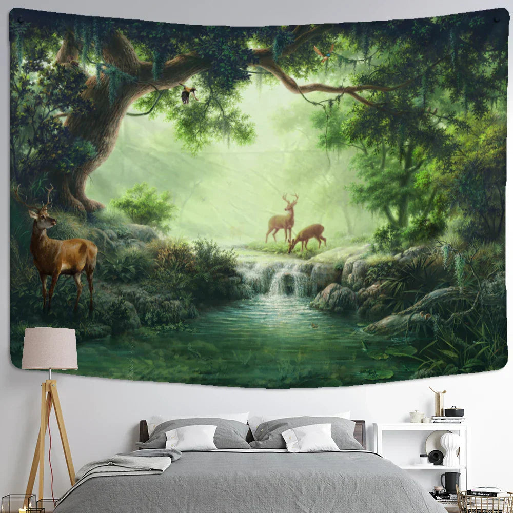 DecorBites™ Elk Tapestry Wall Hanging Mystical Starry Sky Home Decor
