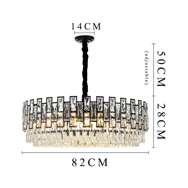 DecorBites™ Crystal LED Chandeliers Black Round Pendant Light for Living Room Dining Indoor Kitchen Bedroom