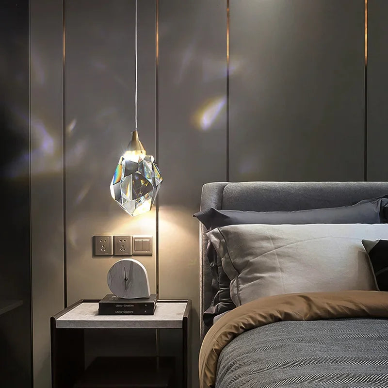 DecorBites™ K9 Crystal Dining Chandeliers: Gold Wire Hanging Ceiling Lights for Bedroom, Balcony, Bar Room