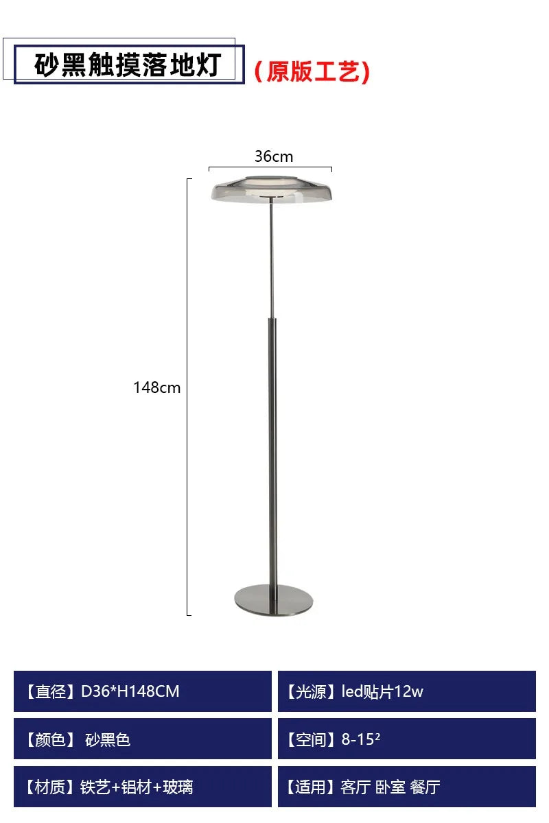 DecorBites™ DORA Glass Table Lamp Touch LED Decorative Desk Light Red/Gray Bedroom Living