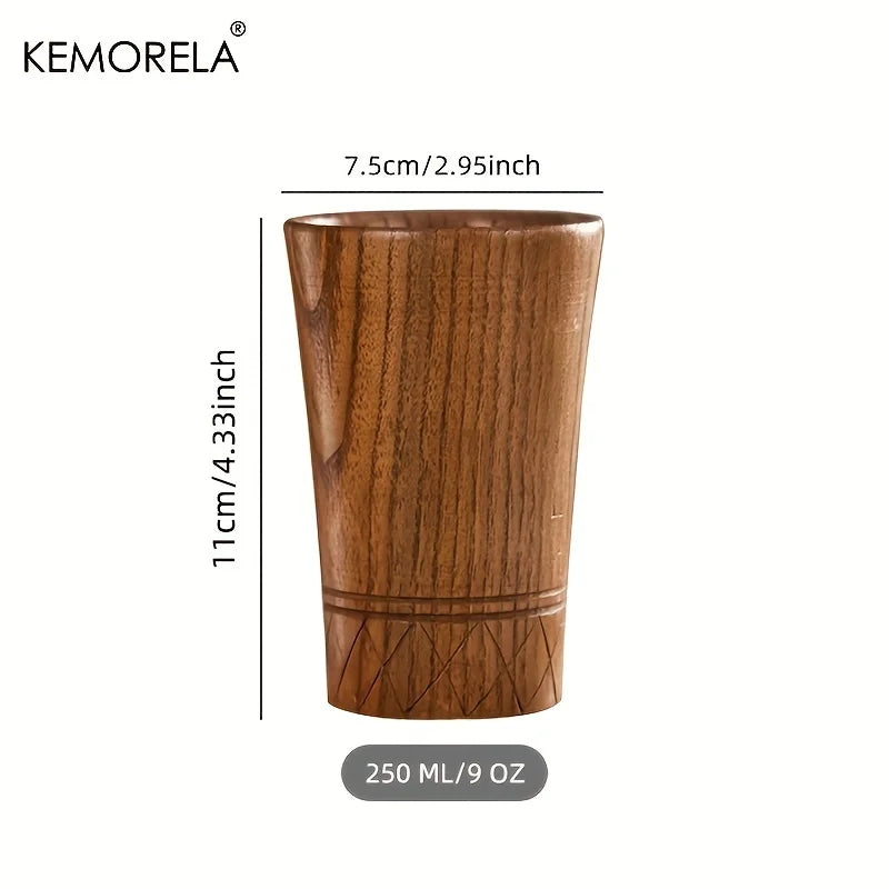 DecorBites™ Handmade Natural Wooden Tea Cups - Set of 2 | Japan Style Cups for Tea, Coffee, Beer, Milk, Water