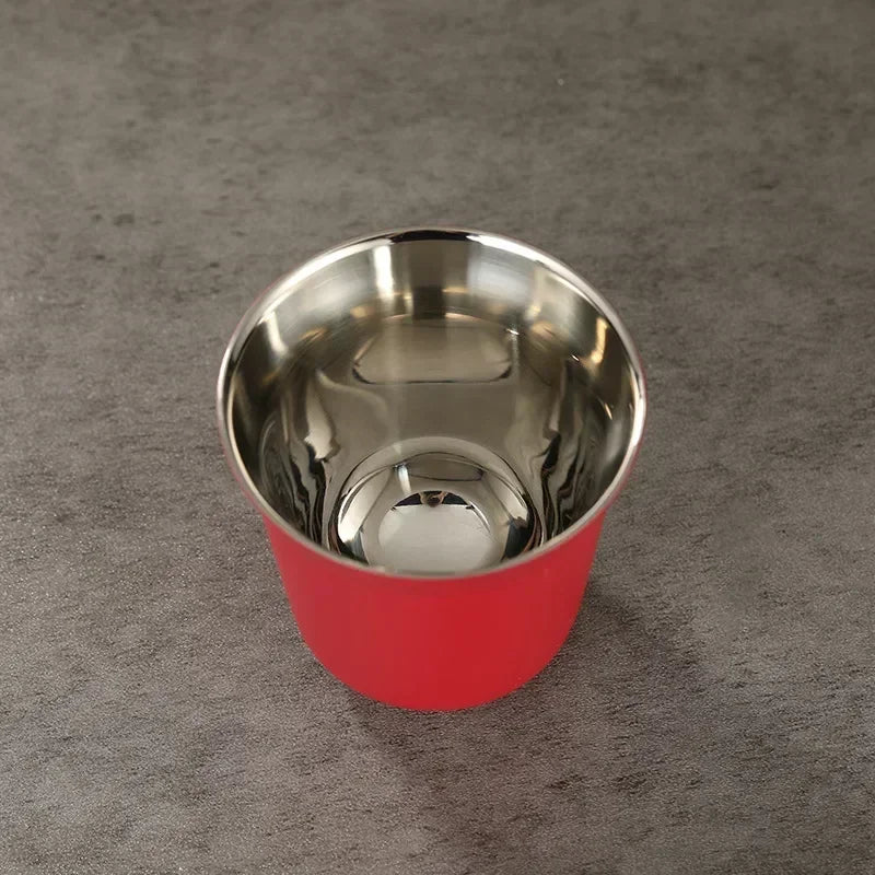 DecorBites™ Double Wall Espresso Mugs 80ml - Set of 2 Stainless Steel Heat Insulated Cups