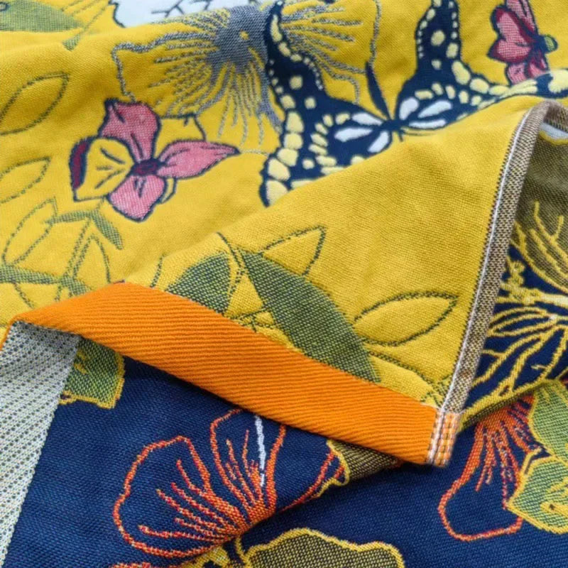 DecorBites™ Cotton Gauze Floral Adult Bath Towel - Quick-Dry & Soft