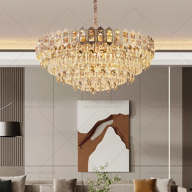 DecorBites™ Crystal Chandelier: Modern Net Red Living Room & Bedroom Luxury Lighting