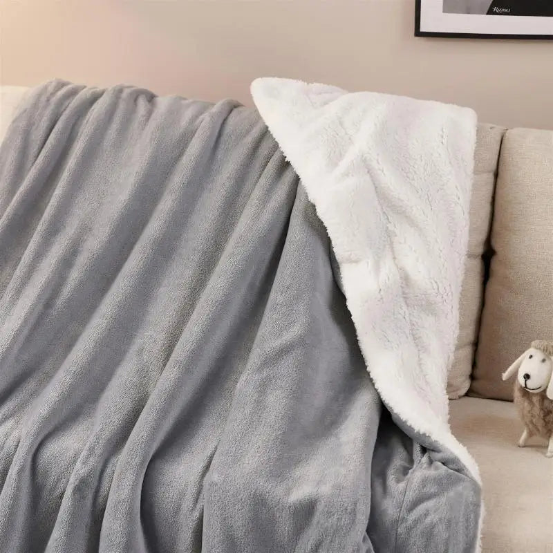 DecorBites™ Cozy Sherpa Twin Blanket - Reversible Fleece and Velvet Plush Warm Winter Bed Throw