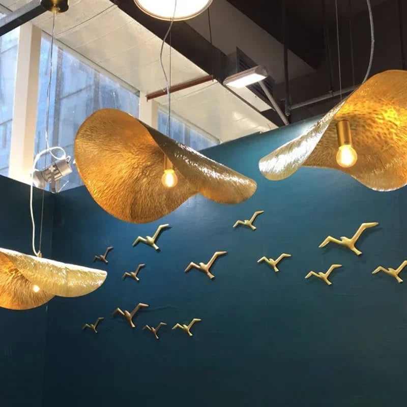 DecorBites™ Gold Lotus Leaf LED Chandelier for Living Room Dining Kitchen Island