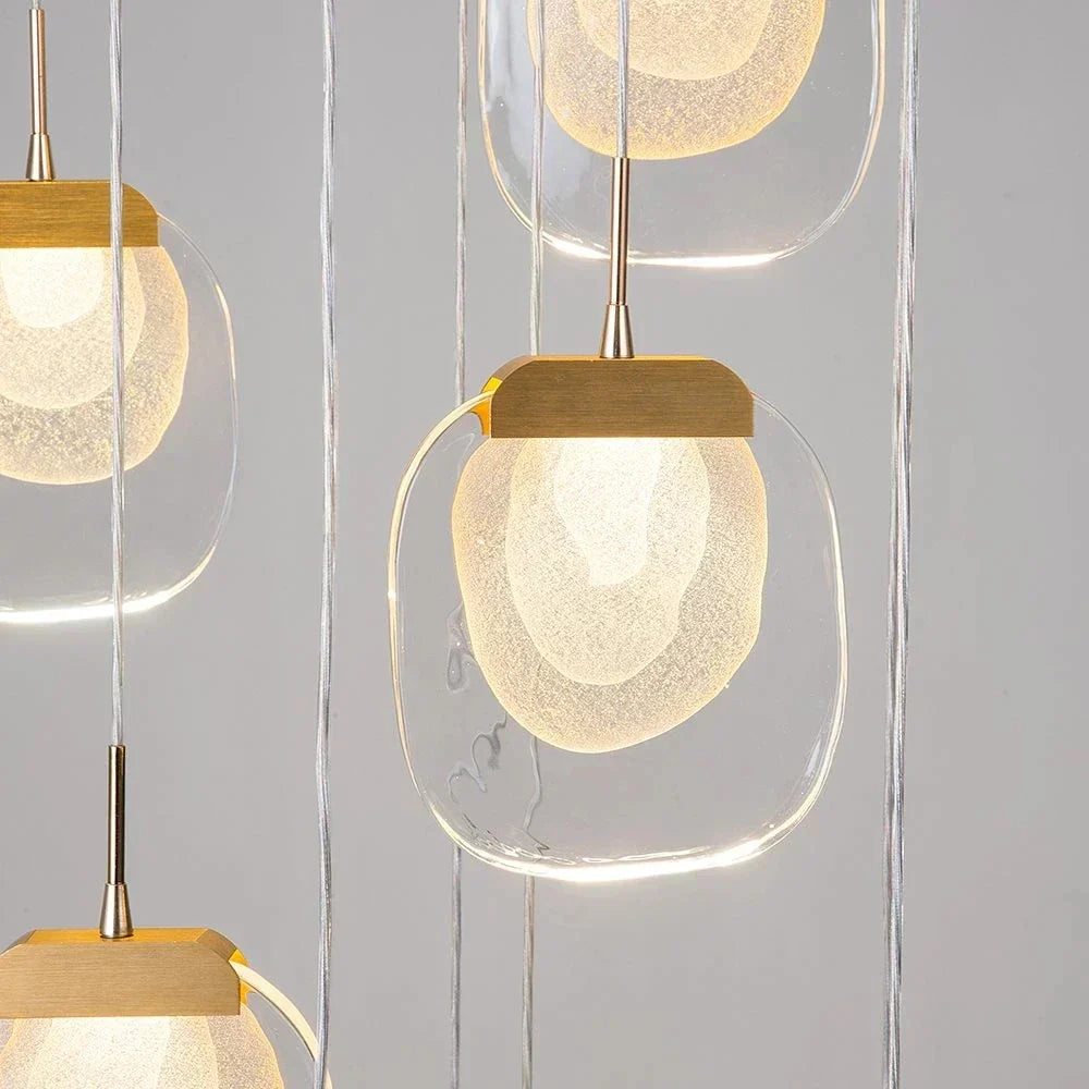 DecorBites™ Gold Crystal Staircase Chandelier | Luxury Indoor Lighting Fixtures