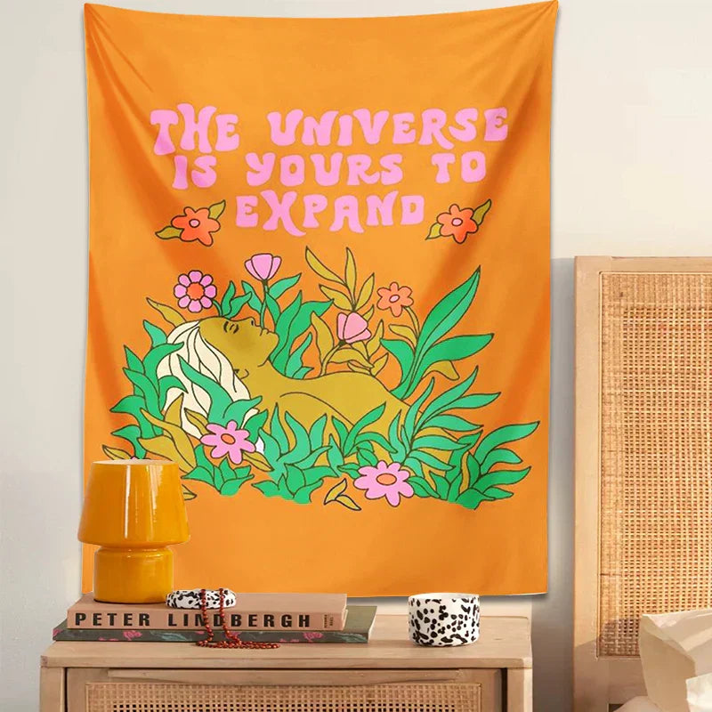 DecorBites™ Abstract Landscape Flower Tapestry Wall Hanging for Home and Dorm Room Decor