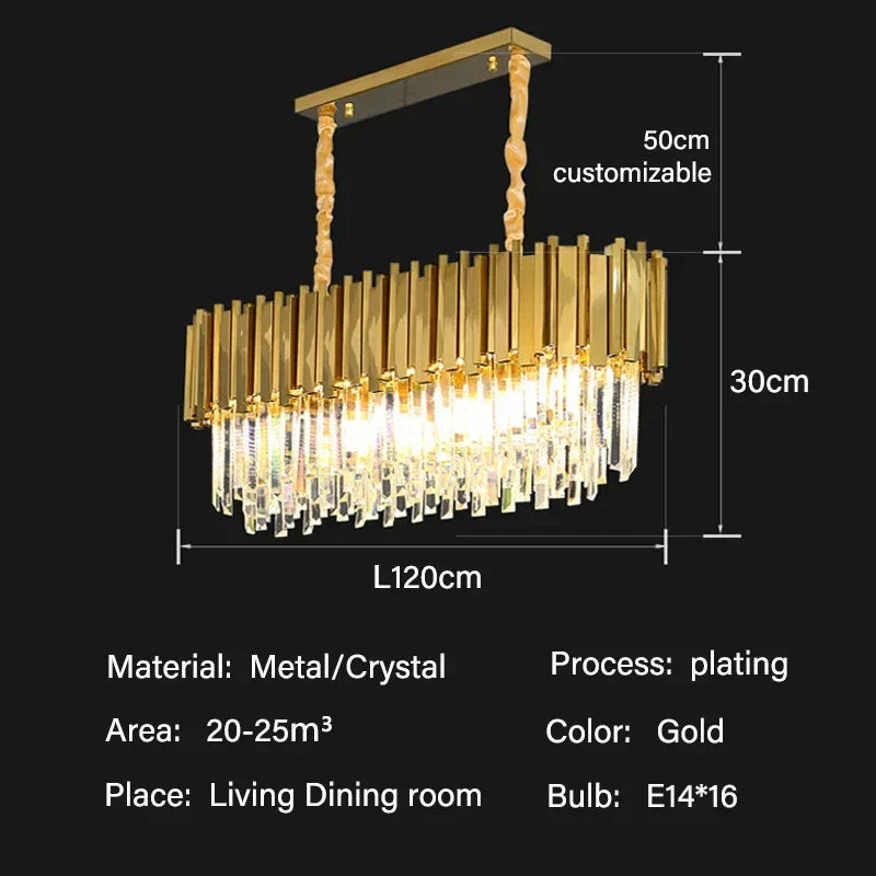 DecorBites™ Crystal Oval Round Chandelier: Luxury Nordic Modern LED Lighting for Home and Bar