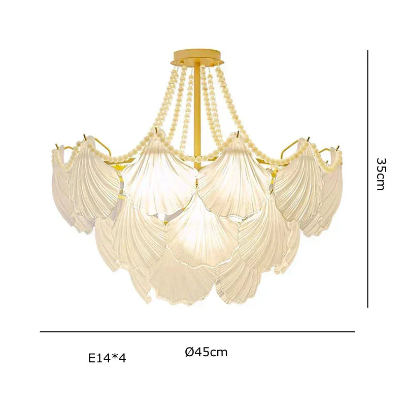 DecorBites™ Crystal Pearl Chain Chandelier: Luxe Hanging Lamp for Exquisite Home Decor