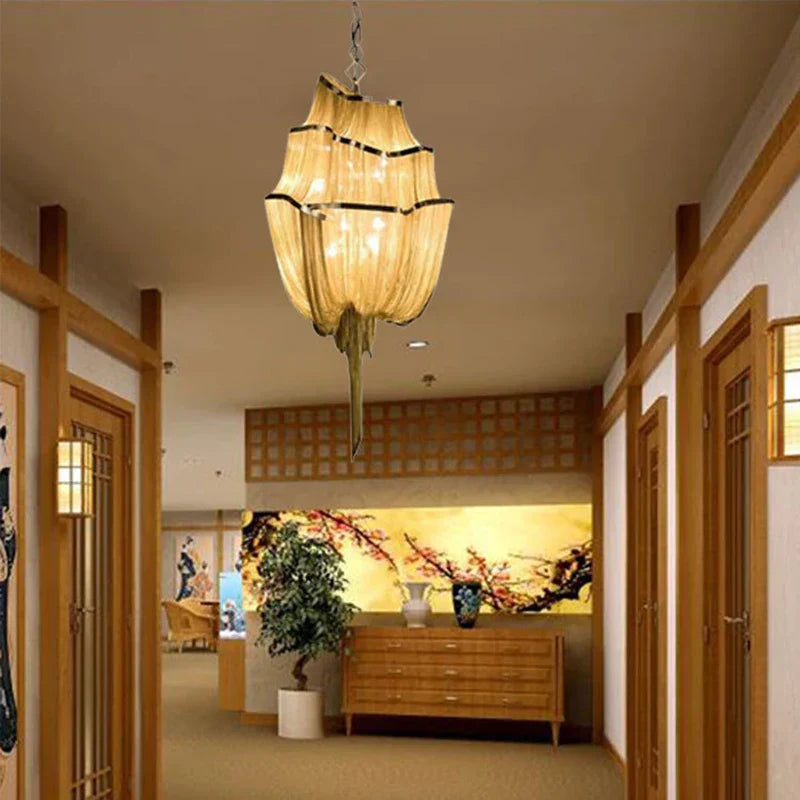 DecorBites™ Gold Tassel Chain Chandelier LED Hanging Lamp Lustres for Dining Room