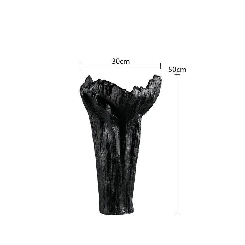 DecorBites™ Irregular Resin Vase Black White Flowers Handicraft Ornaments Home Decor