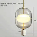 DecorBites™ Clear Gray Amber Glass Pendant Light with Marble Gold Metal Finish
